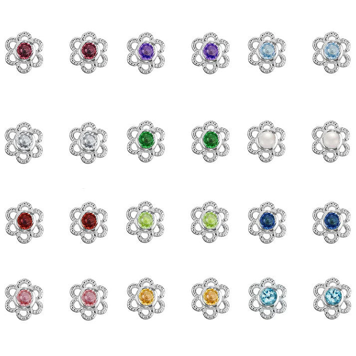Kids Blue Topaz Flower Necklace 14-15"