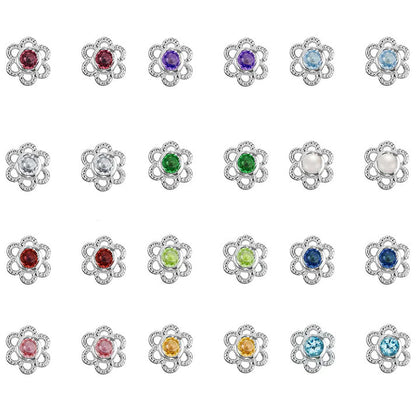 Kids Blue Topaz Flower Necklace 14-15"