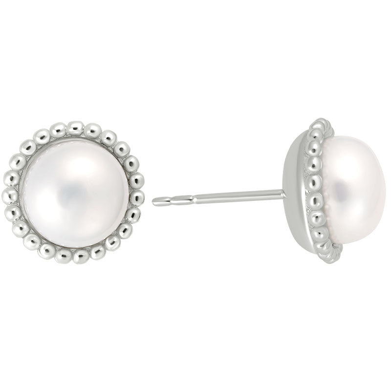 Button Pearl Stud Earring