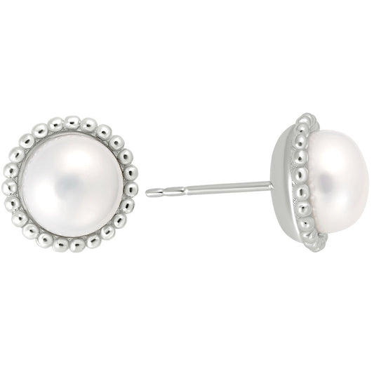 Button Pearl Stud Earring