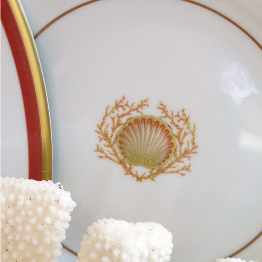 Charlotte Moss Ultra-White Gold Salad Plate | 8.5in Shell Coral Pink