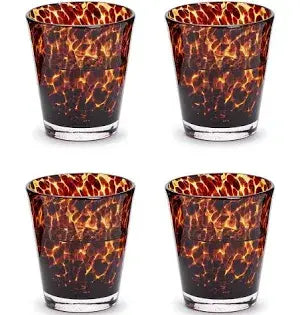 Glass Tortoise Print Double Old Fashion Glasses | Set of 4