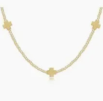 eNewton Signature Cross Gold 2mm Bead Signature Cross Gold Choker Necklace | 15in