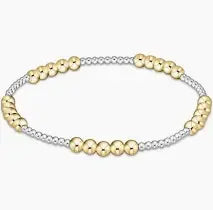 eNewton Classic Blissful Pattern Bead Bracelet | 2mm + 4mm Mixed Metal