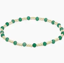 eNewton Gemstone Gold Sincerity Pattern Bead Bracelet | 3mm Green Onyx