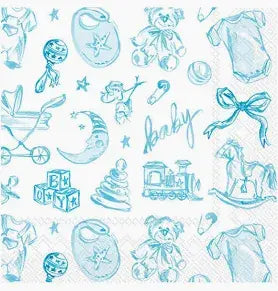 Baby Toile Blue Cocktail Napkins