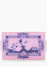 Ginori 1735 Oriente Italiano Rectangular Tray with Handles | 9.2x6in Azalea