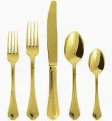 Stainless Steel Solid Handle Place Setting | Filet Toiras Gold 5pc