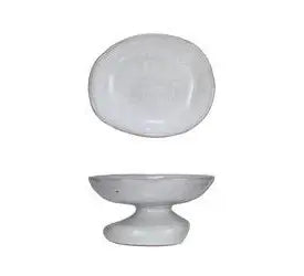 Organic White Footed Stoneware Dish | 5.0 x 4.9