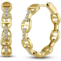 Diamond Hoop Earrings | 14k Yellow Gold .24c