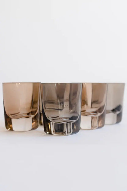 Estelle Colored Glass Shot Glass Set | Smoke Mixed Set of 6