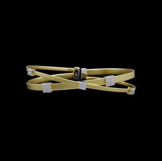 Pave Diamondique + Square Station Double Strand Bracelet | Gold
