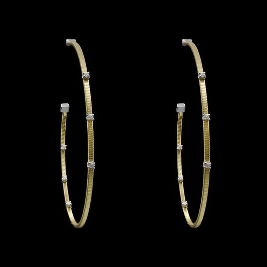 Diamondique Station Inside Out Hoop Earrings | 2in Matte Gold Filled