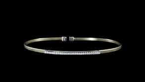 Pave Diamondique Bar Station Cuff Bracelet | Matte Gold