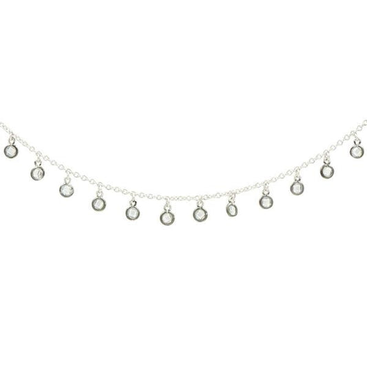Signature Hanging Bezel Short Sterling Silver & Matte Rhodium Finish Necklace