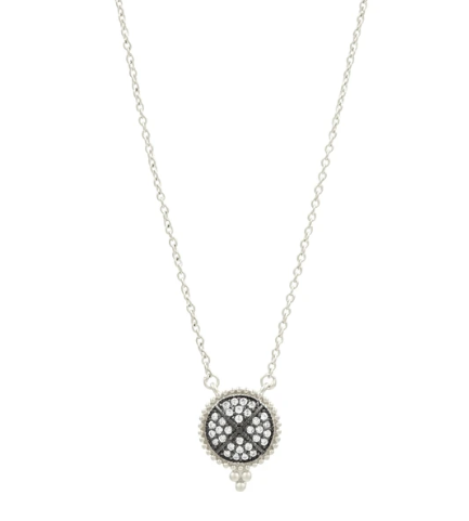 Signature Pave Disc Necklace - Silver