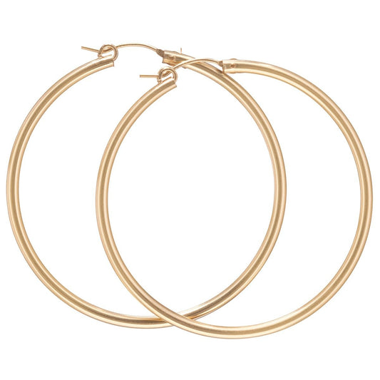 Round Gold 2" Smooth Hoops