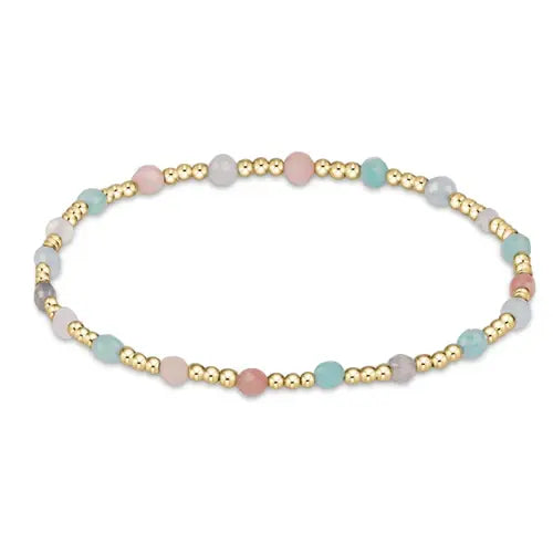 Gemstone Gold Sincerity Pattern 3mm Bead Bracelet | Hot Mess
