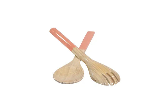 Bamboo Classic Salad Server Set | 10.7in Apricot