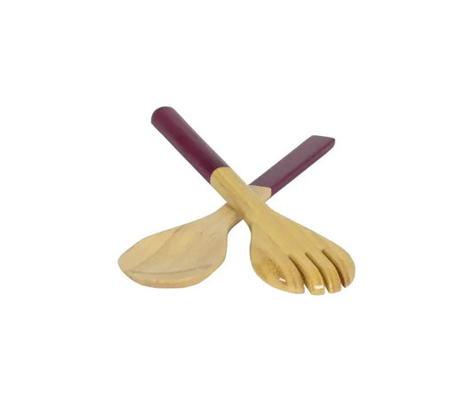 Bamboo Classic Salad Server Set | 10.7in Blackberry
