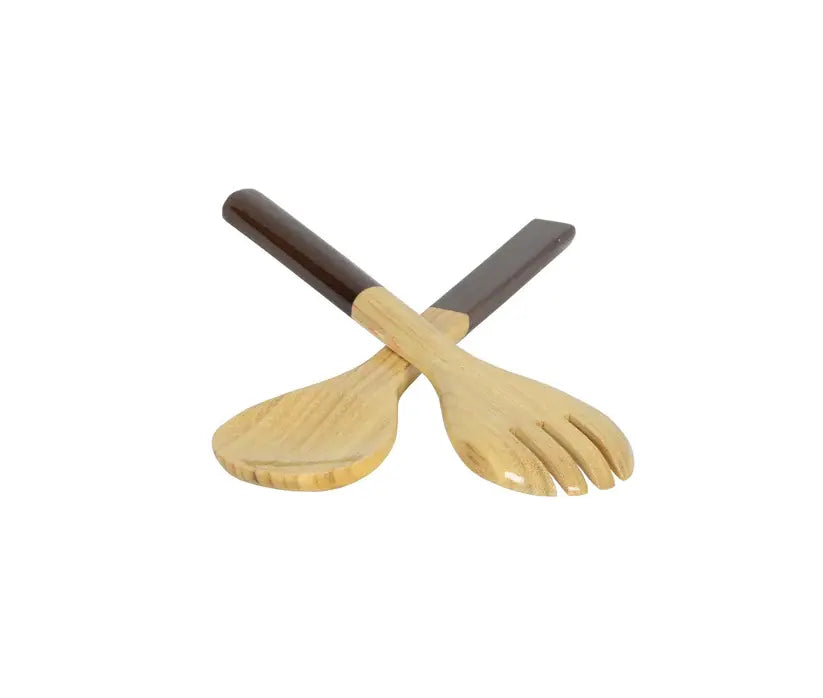 Bamboo Classic Salad Server Set | 10.7in Brown