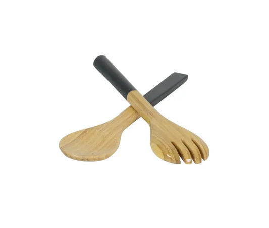 Bamboo Classic Salad Server Set | 10.7in Dark Grey