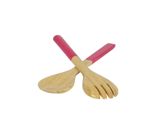 Bamboo Classic Salad Server Set | 10.7in Fuchsia