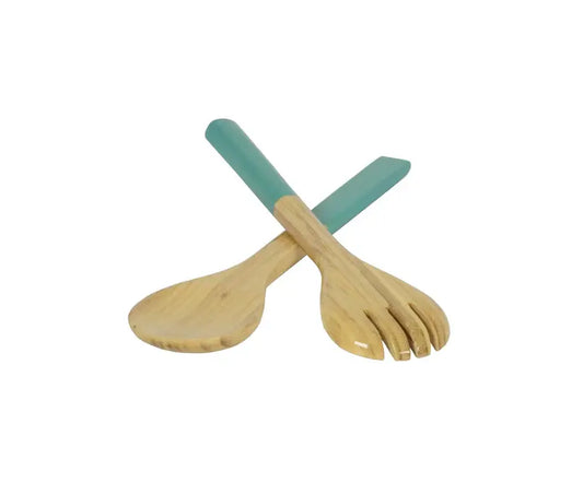 Bamboo Classic Salad Server Set | 10.7in Light Blue