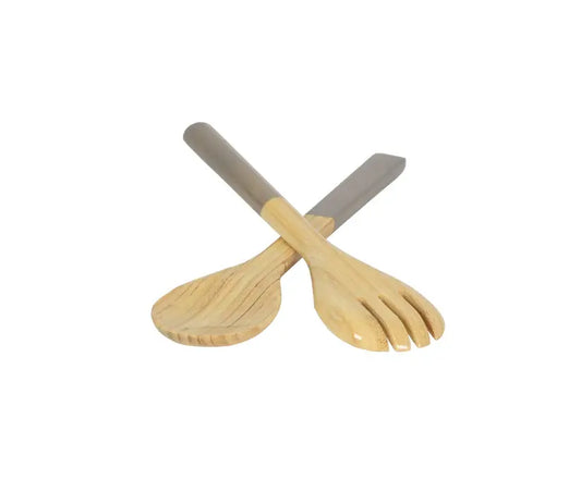 Bamboo Classic Salad Server Set | 10.7in Nature Grey