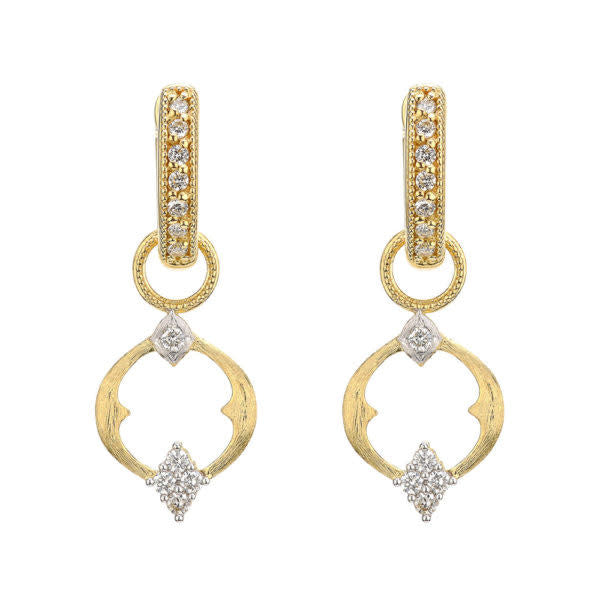 Small Open Moroccan Quad Circle Earring Charms Yellow Gold