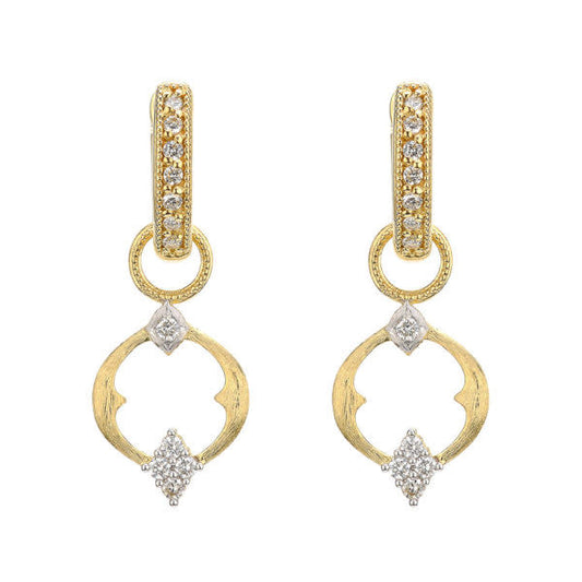 Small Open Moroccan Quad Circle Earring Charms Yellow Gold