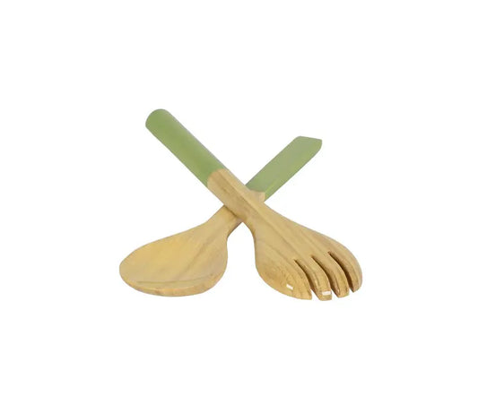 Bamboo Classic Salad Server Set | 10.7in Pastel Green
