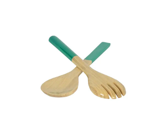 Bamboo Classic Salad Server Set | 10.7in Turquoise