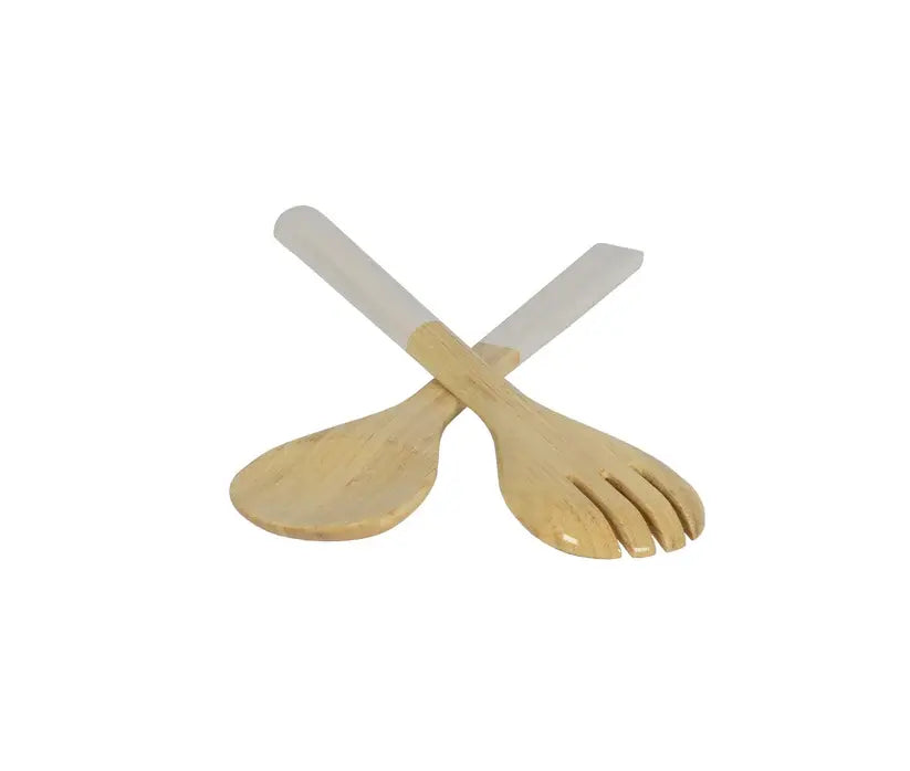 Bamboo Classic Salad Server Set | 10.7in White
