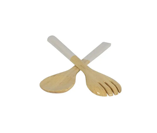 Bamboo Classic Salad Server Set | 10.7in White
