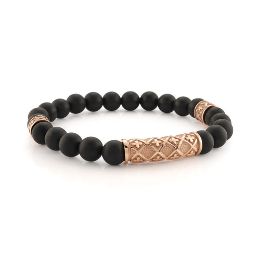 Black Gold Steel Hexagon Mixed Beads Bracelet