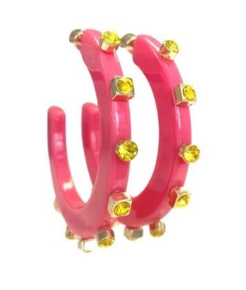 Gemstone Acrylic Hoop Earrings | Small