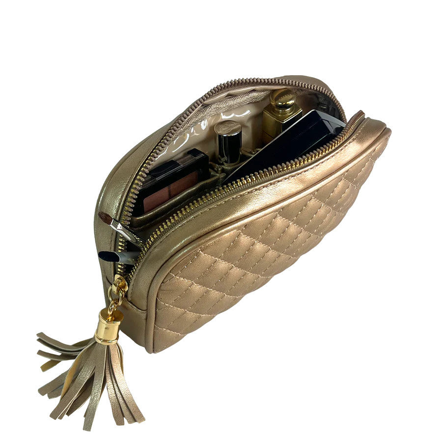 Classic Small Makeup Case | Gold Quilted