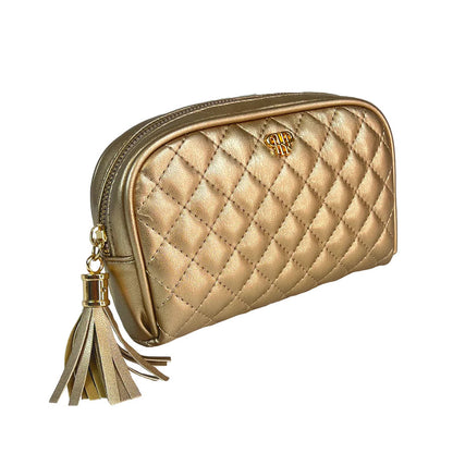 Classic Small Makeup Case | Gold Quilted