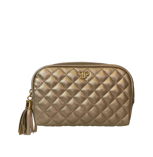 Classic Small Makeup Case | Gold Quilted