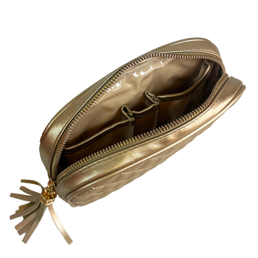 Classic Small Makeup Case | Gold Quilted