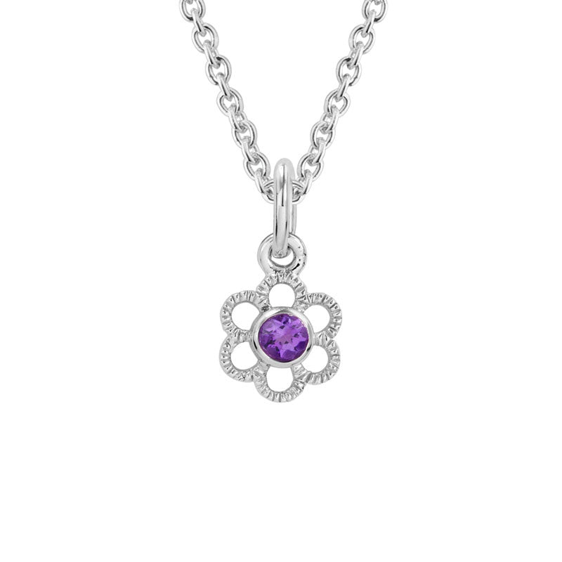 Kids Amethyst Flower Necklace 14-15"