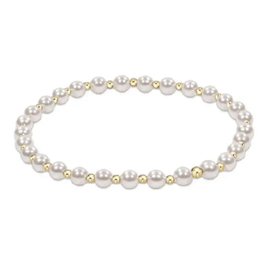 eNewton Classic Grateful Pearl + Gold Bead Bracelet | 4mm