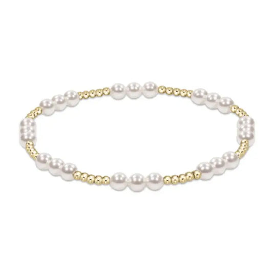 eNewton Classic Joy Pearl + Gold Bead Bracelet | 4mm