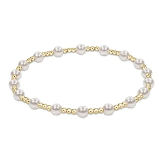eNewton Classic Sincerity Pearl + Gold Bead Bracelet | 4mm