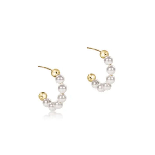 Beaded Classic Post Hoop | 1in 4mm Pearl