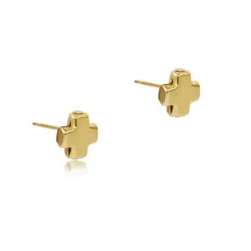 eNewton Signature Cross Gold Stud Earrings | Gold