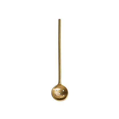 Olive Stainless Steel Spoon | Antique Brass Finish 8in