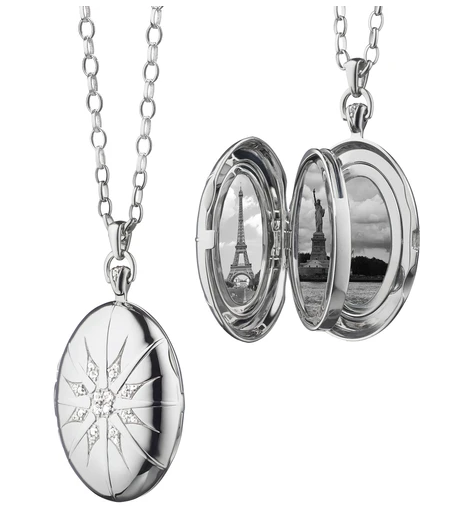 The Four Image "Premier" Locket With Star Burst In Silver Necklace