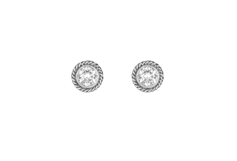 Round Stud Earrings - White Gold